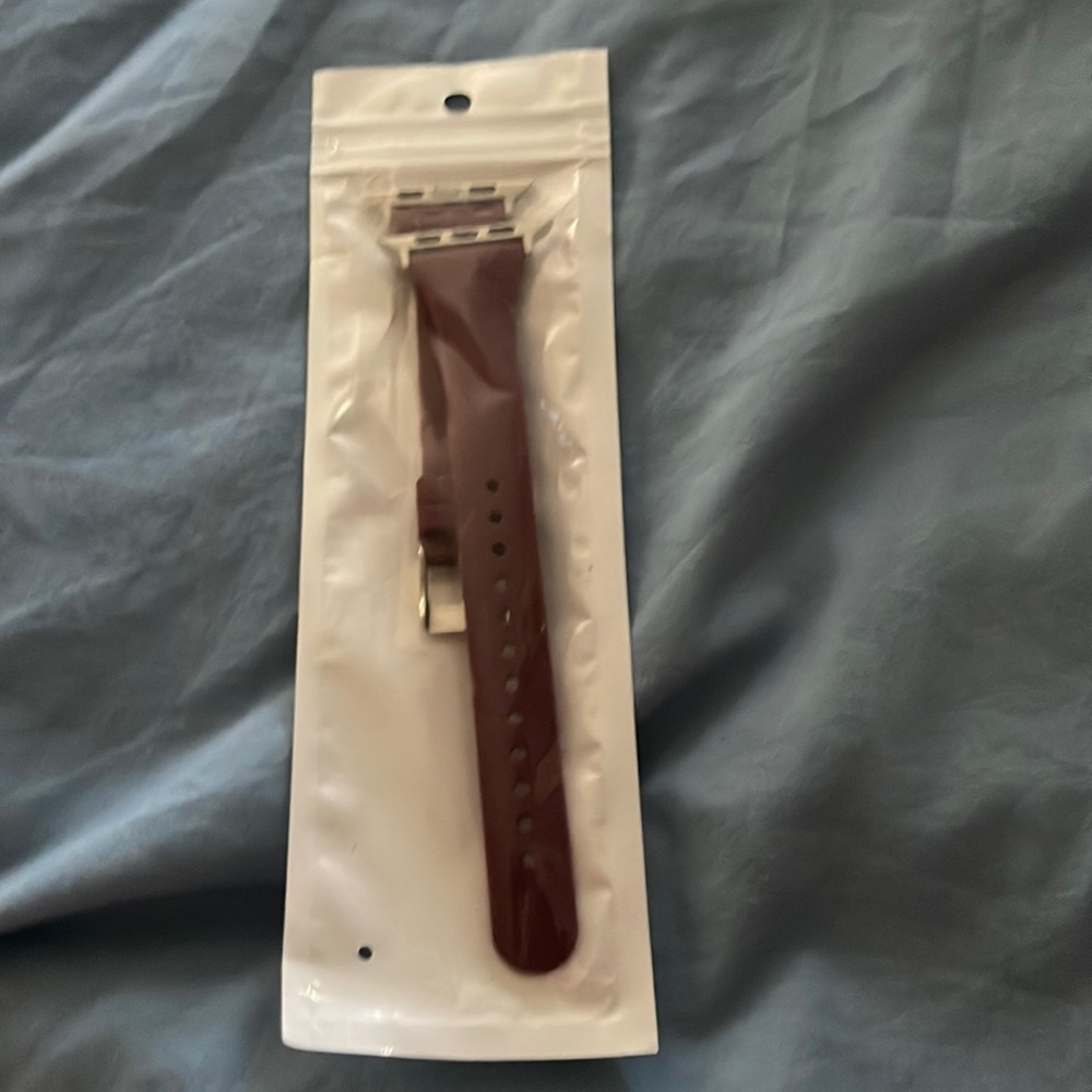 Size 42 thin burgundy rubber smartwatch band